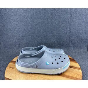 Crocs Crocband II Charcoal Light Gray Clogs Shoes 11989 Size Mens 13 Blue Stripe